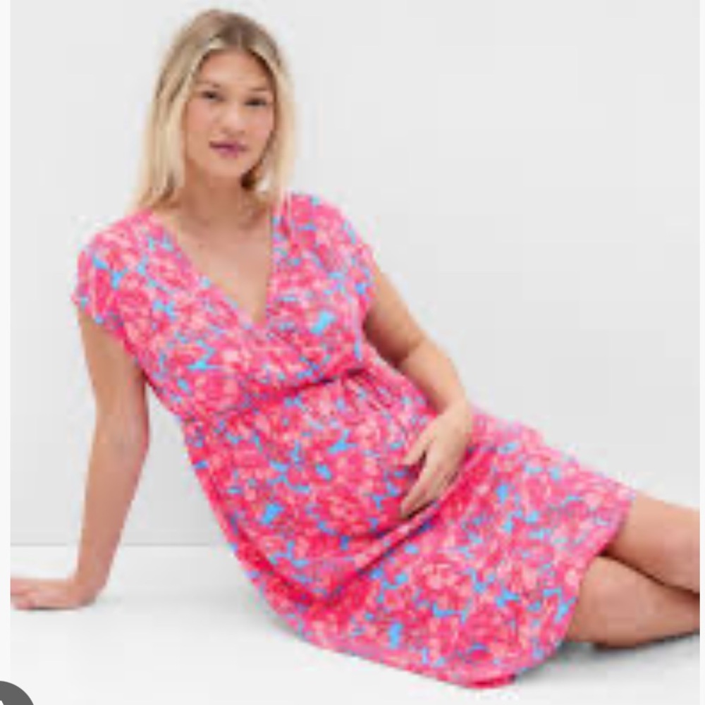 Gap - Maternity Tie-Waist Midi Dress - pink size S